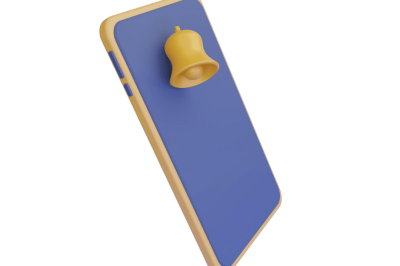 הודעה קולית אוטומטית - אייקון של סמארטפון כחול עם סמל הודעה קולית (התראה)