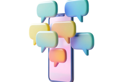 אוטומציות לשליחת הודעות SMS - אייקון של סמארטפון ובועות של הודעות טקסט (SMS)